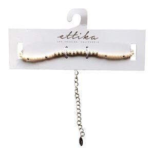 ettika NWT Bohemian Chic Ivory Gold & Sparkly Silver Gemstones Choker Necklace